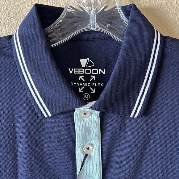 NEW Veboon Mens Cotton Flex Polo Shirt - Picture 2 of 5